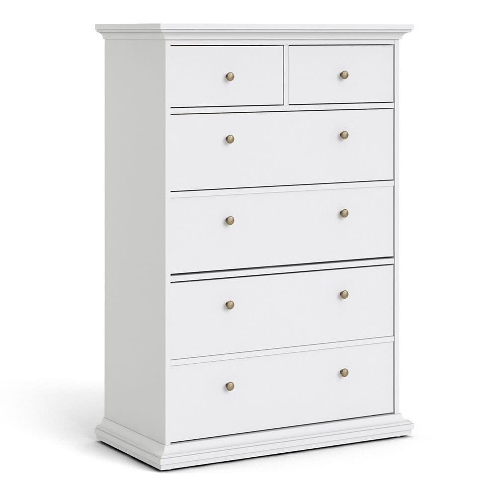 Parisian Chic Chest of 6 Drawers in White